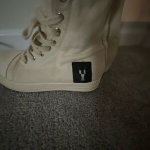 Rick Owens Cream High-Top Athletic Shoes